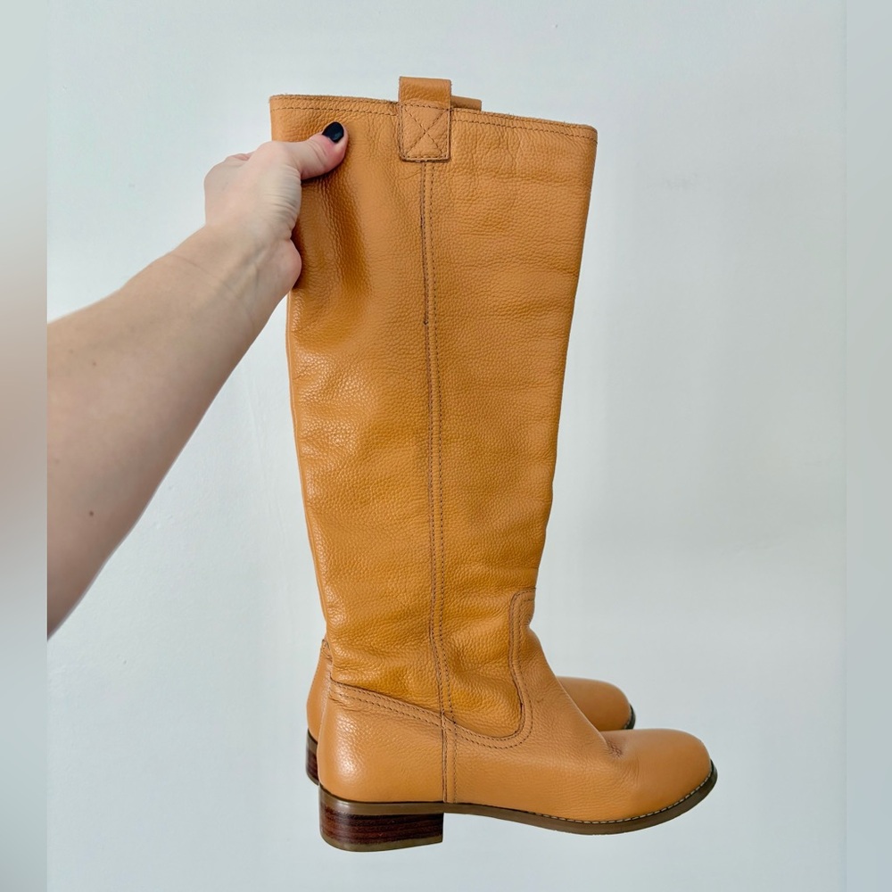 Lumiani International Collection Vintage Cognac Leather Tall Riding Boots 7.5
